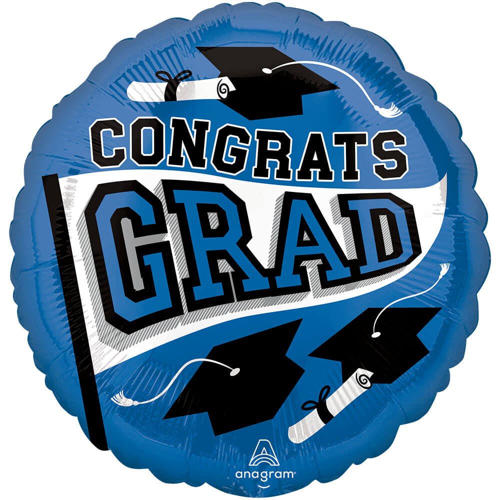 Foil Balloon Congrats Grad Blue