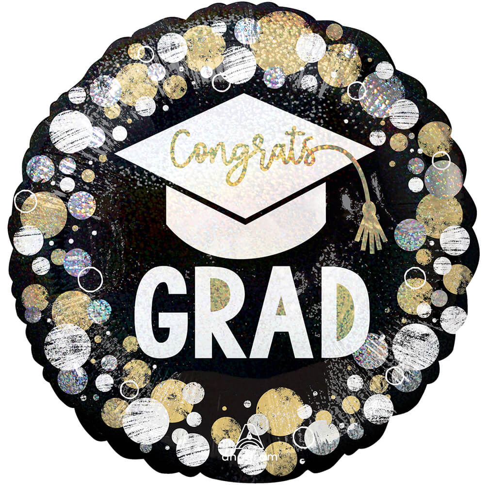 Graduation Foil Balloon Congrats Grad Circles & Dots