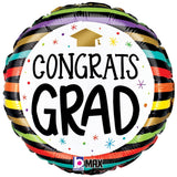 Graduation Foil Balloon Congrats Grad Colorful Stripes