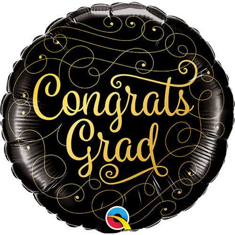 Graduation Foil Balloon 18 Inch Congrats Grad Gold Doodles