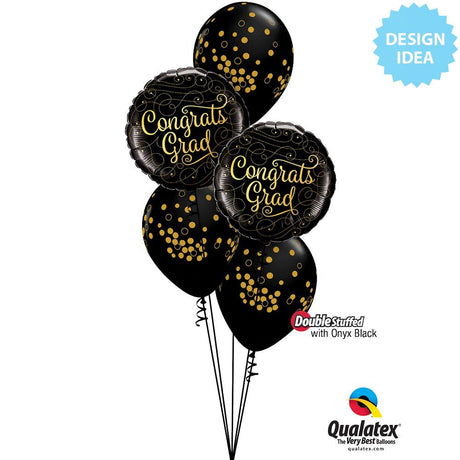 Graduation Foil Balloon 18 Inch Congrats Grad Gold Doodles