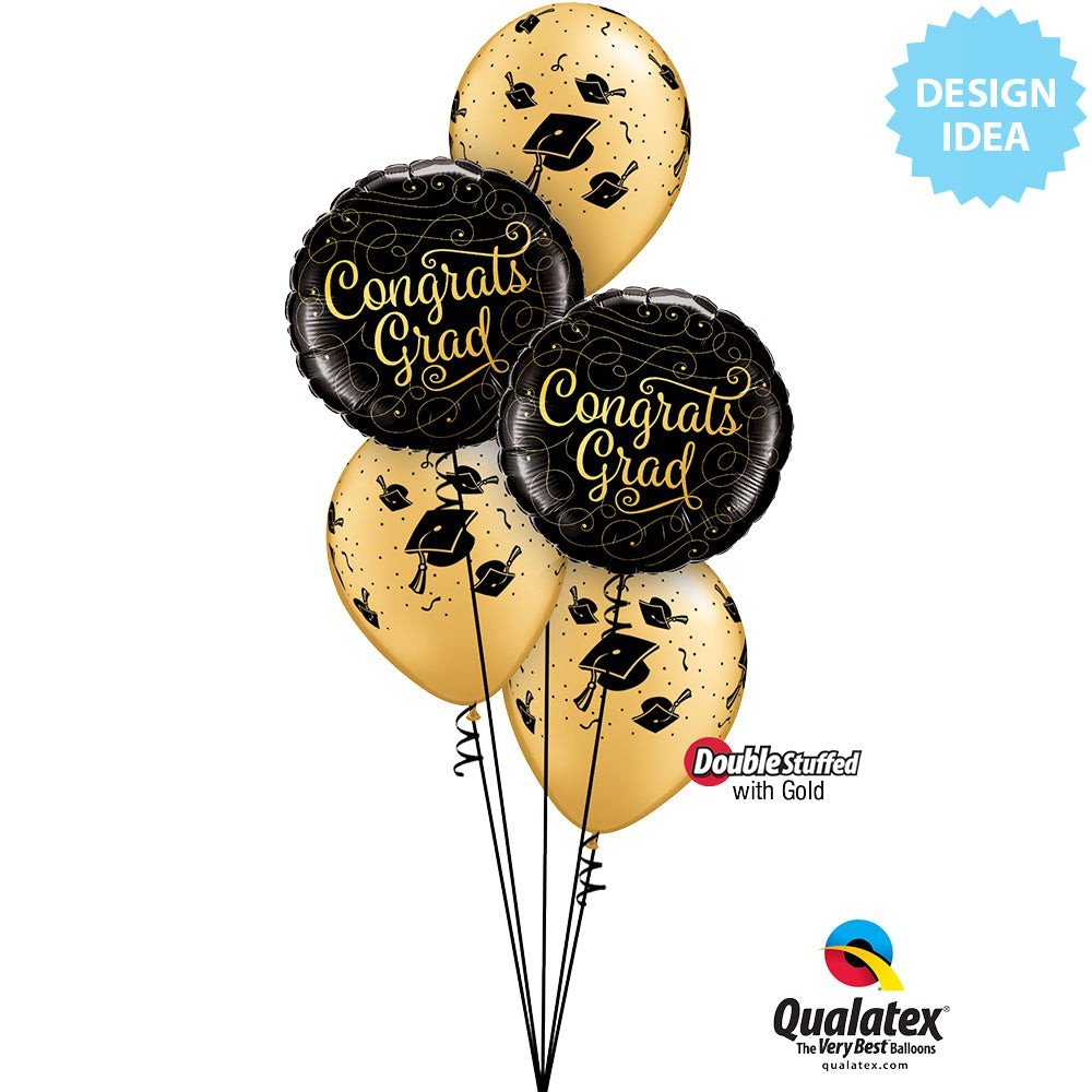 Graduation Foil Balloon 18 Inch Congrats Grad Gold Doodles