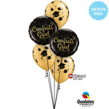 Graduation Foil Balloon 18 Inch Congrats Grad Gold Doodles