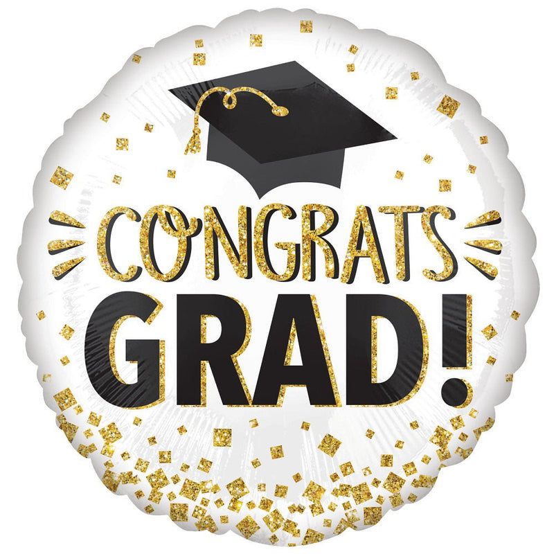 Graduation Foil Balloon Congrats Grad Gold Glitter