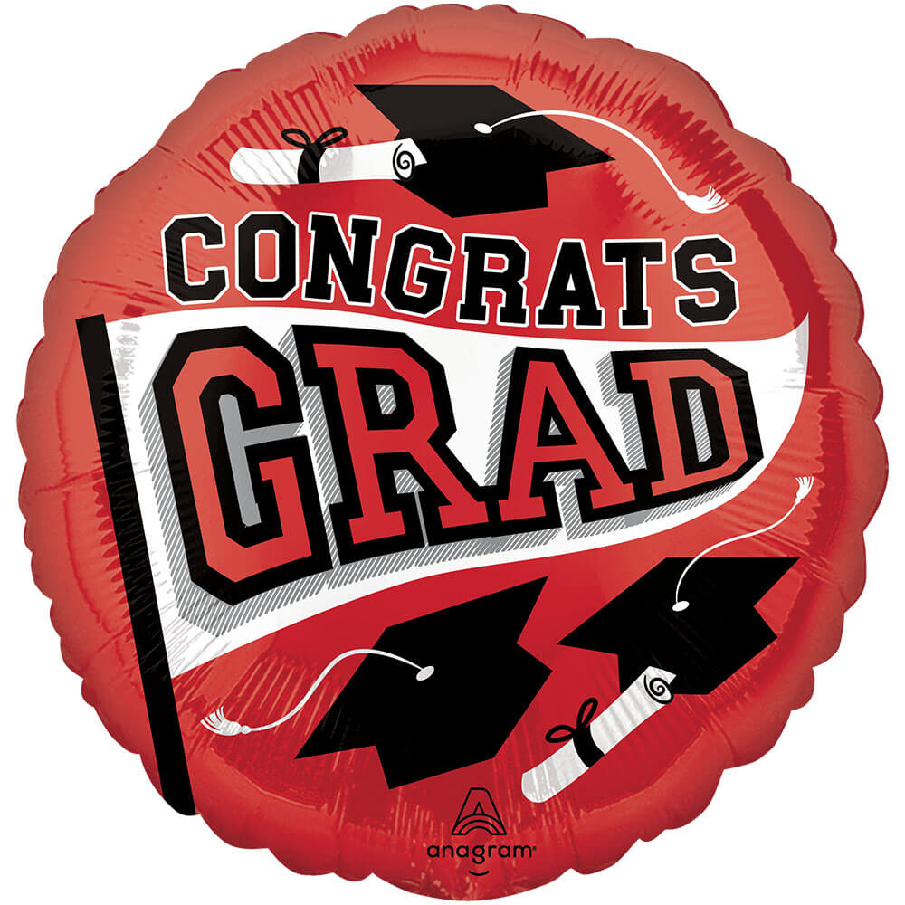 Graduation Foil Balloon Red Congrats Grad