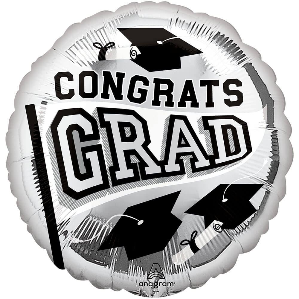 Graduation Foil Balloon Congrats Grad Silver