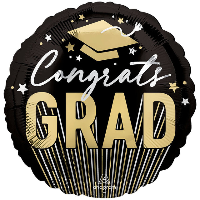 Foil Balloon Congrats Grad Stripes & Stars