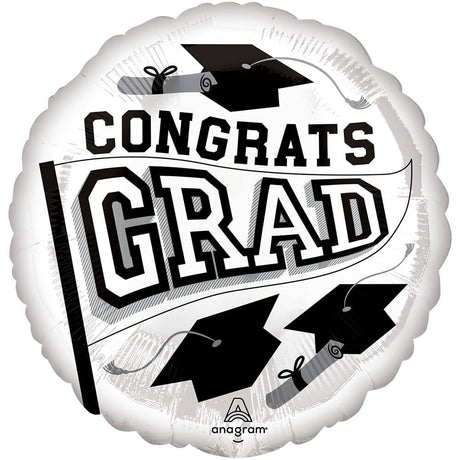 Foil Balloon Congrats Grad White 18 Inch