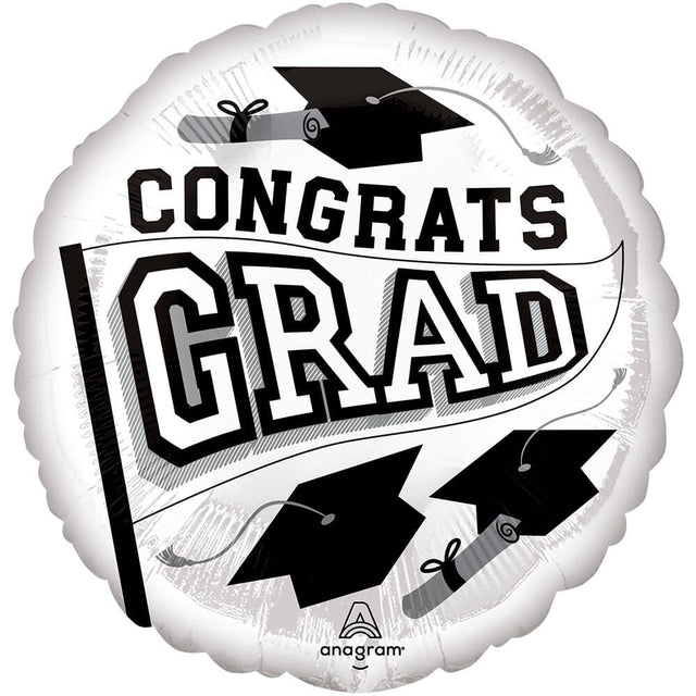 Foil Balloon Congrats Grad White 18 Inch