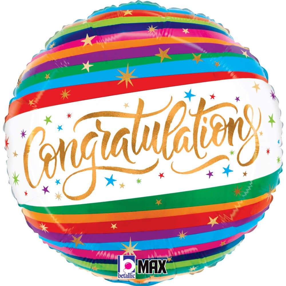Foil Balloon Congratulations Fun Stripes 18 Inch