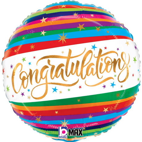 Foil Balloon Congratulations Fun Stripes 18 Inch