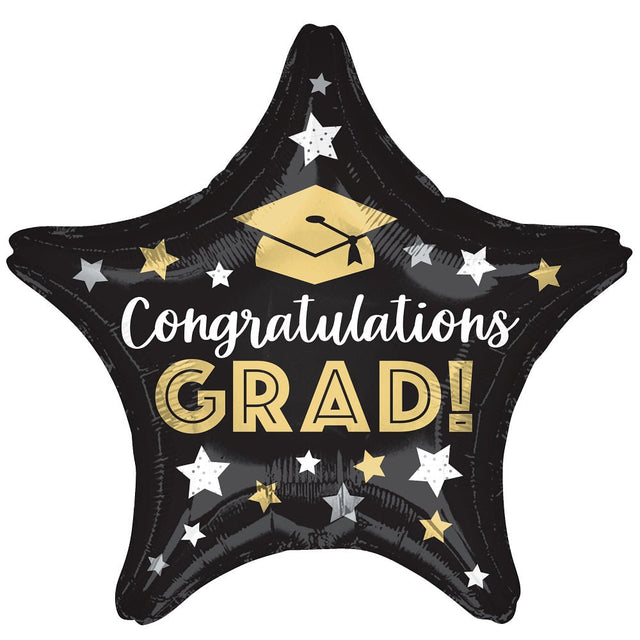 Foil Balloon Congratulations Grad Stars