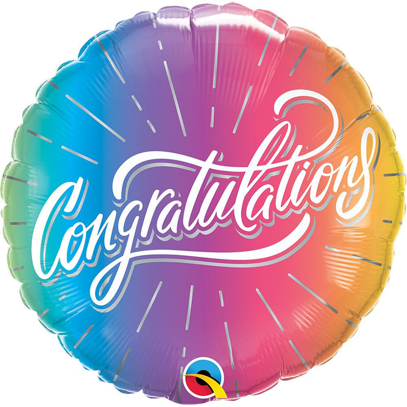 Foil Balloon Congratulations Vibrant Ombre 18 Inch