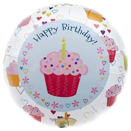 Foil Balloon Cupcake Hearts Birthday