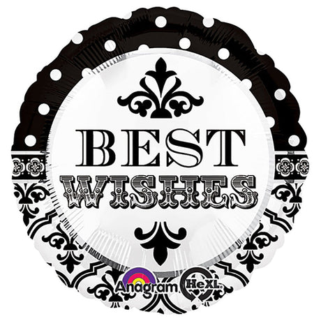 Foil Balloon Damask & Dots Best Wishes 18 Inch
