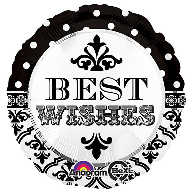 Foil Balloon Damask & Dots Best Wishes 18 Inch