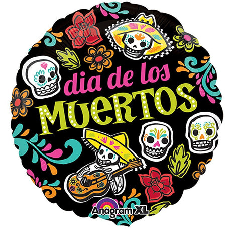 Foil Balloon Dia De Muertos Skulls