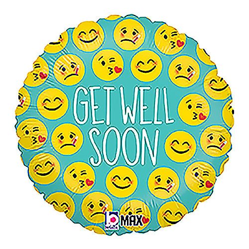 Foil Balloon Emoji Get Well 18 Inch