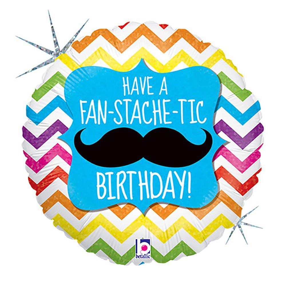 Foil Balloon 18 Inch Fan-Stache-Tic Birthday