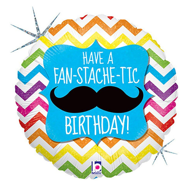 Foil Balloon 18 Inch Fan-Stache-Tic Birthday