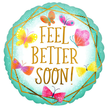 Foil Balloon Feel Better Teal & Gold