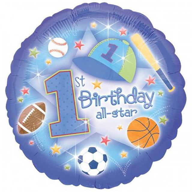 First Birthday Sports Foil Balloon