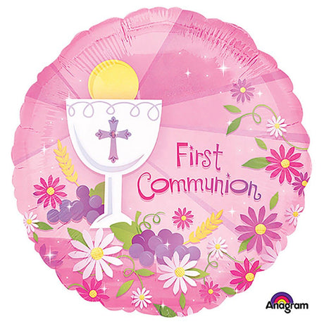 First Communion Pink Foil Balloon