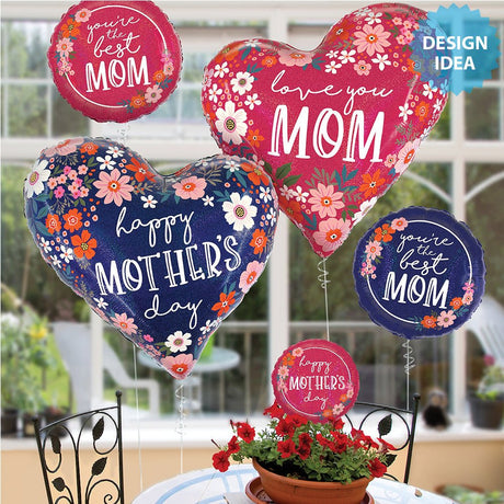 Foil Balloon Floral Best Mom