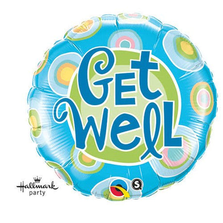 Foil Balloon Get Well Blue Dots 18 Inch