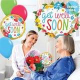 Foil Balloon Get Well Floral 18 Inch