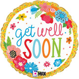 Foil Balloon Get Well Floral 18 Inch