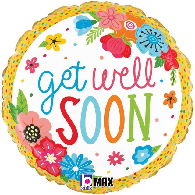Foil Balloon Get Well Floral 18 Inch