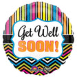 Foil Balloon Get Well Stripe and Chevron 18 Inch