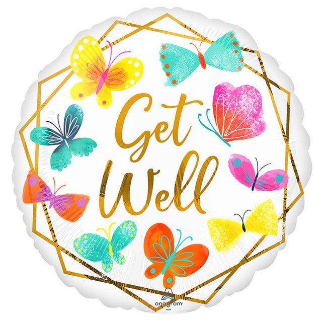 Get Well Foil Balloon White & Gold