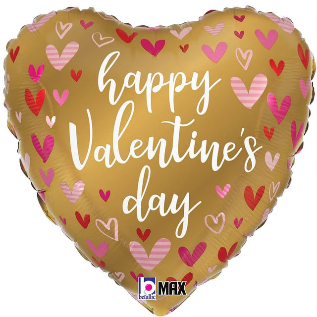 Gold Valentine Hearts Foil Balloon