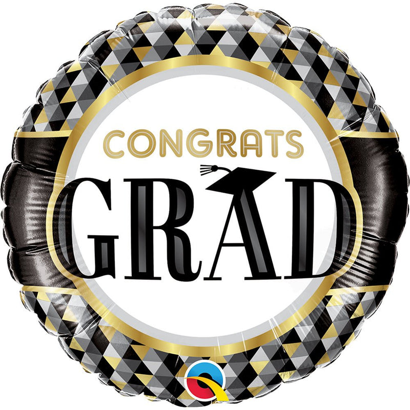 Graduation Foil Balloon 18 Inch Black & Gold