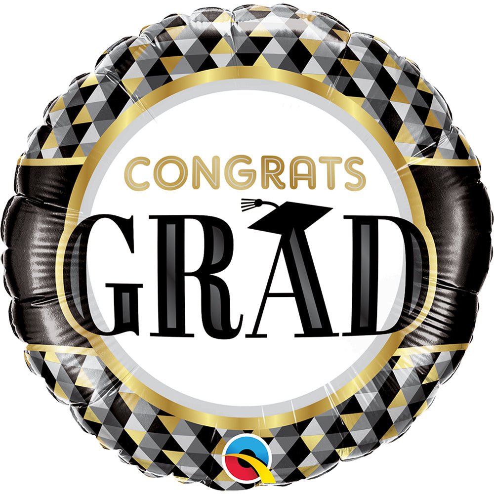 Graduation Foil Balloon 18 Inch Black & Gold