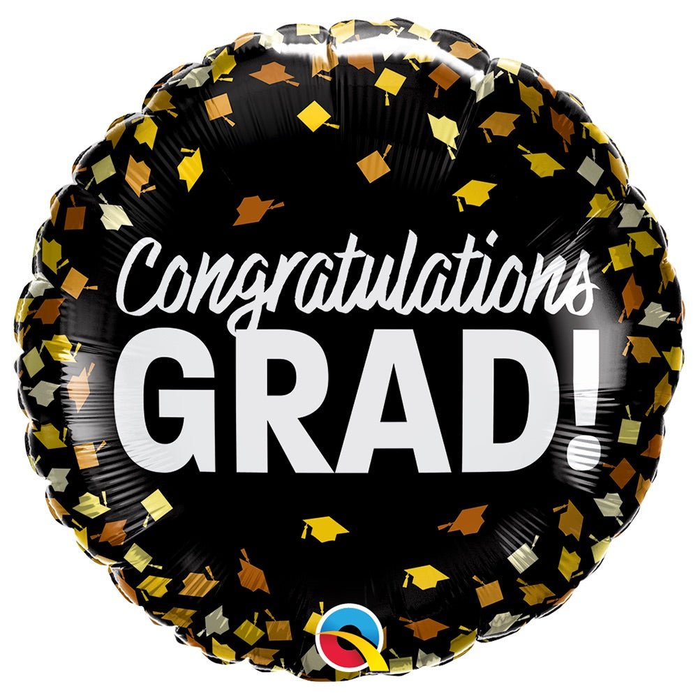 Graduation Foil Balloon 18 Inch Grad Confetti Caps