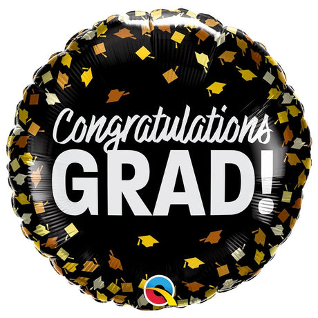 Graduation Foil Balloon 18 Inch Grad Confetti Caps