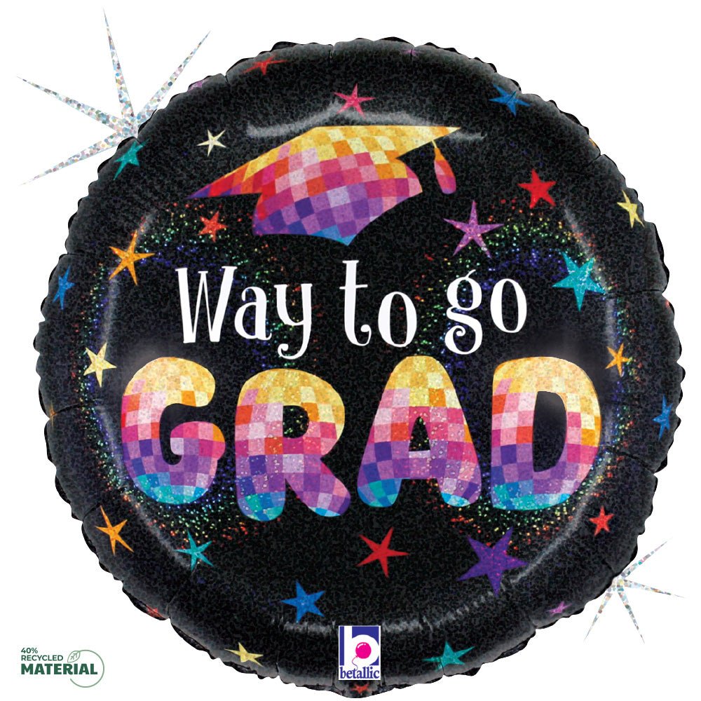Graduation Foil Balloon 18 Inch Disco Stars