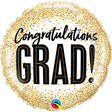Graduation Foil Balloon Gold Glitter Dots