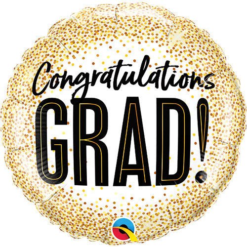 Graduation Foil Balloon Gold Glitter Dots