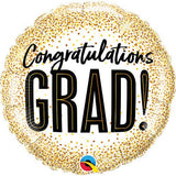 Graduation Foil Balloon Gold Glitter Dots