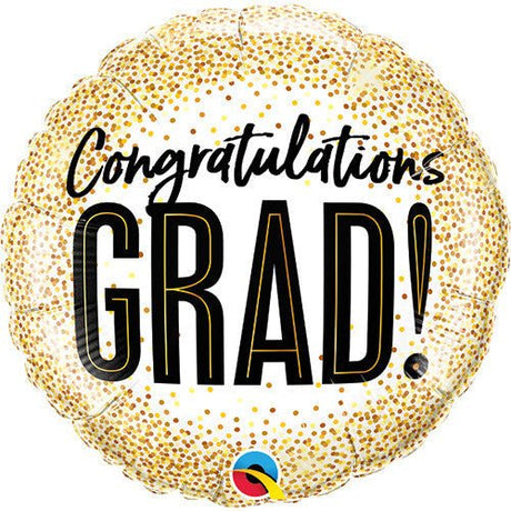 Graduation Foil Balloon Gold Glitter Dots