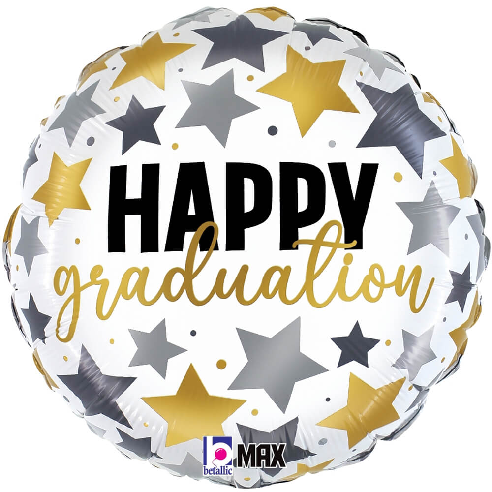 Graduation Foil Balloon Metallic Stars 18 Inch