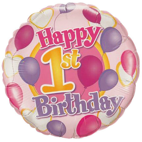 Foil Balloon Girls 1st Birthday Pinks