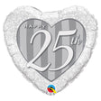 Foil Balloon Happy 25th Damask Heart