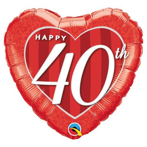 Foil Balloon Happy 40th Damask Heart