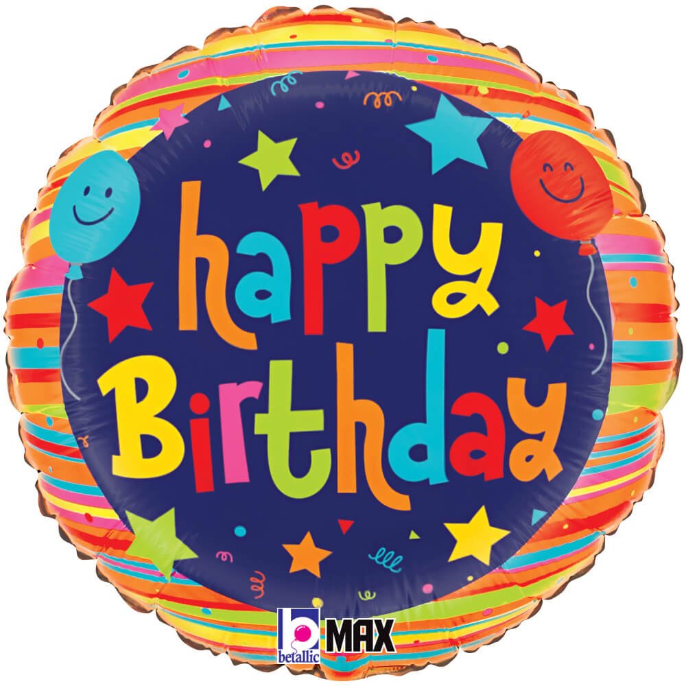 Foil Balloon Happy Birthday Stars