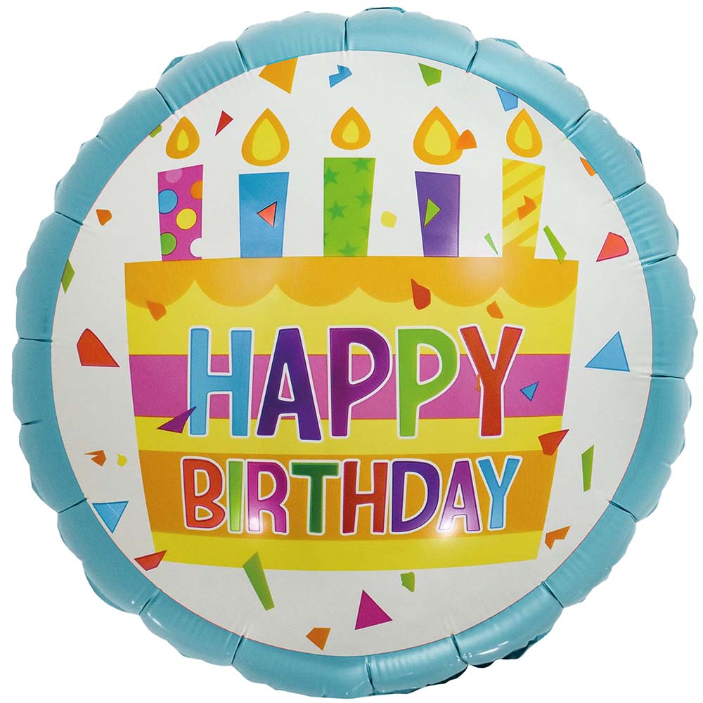 Foil Balloon Happy Birthday Cake Blue